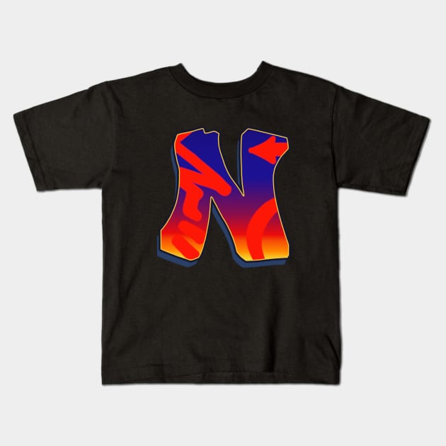 Letter N - Night Sky Kids T-Shirt by Dmitri